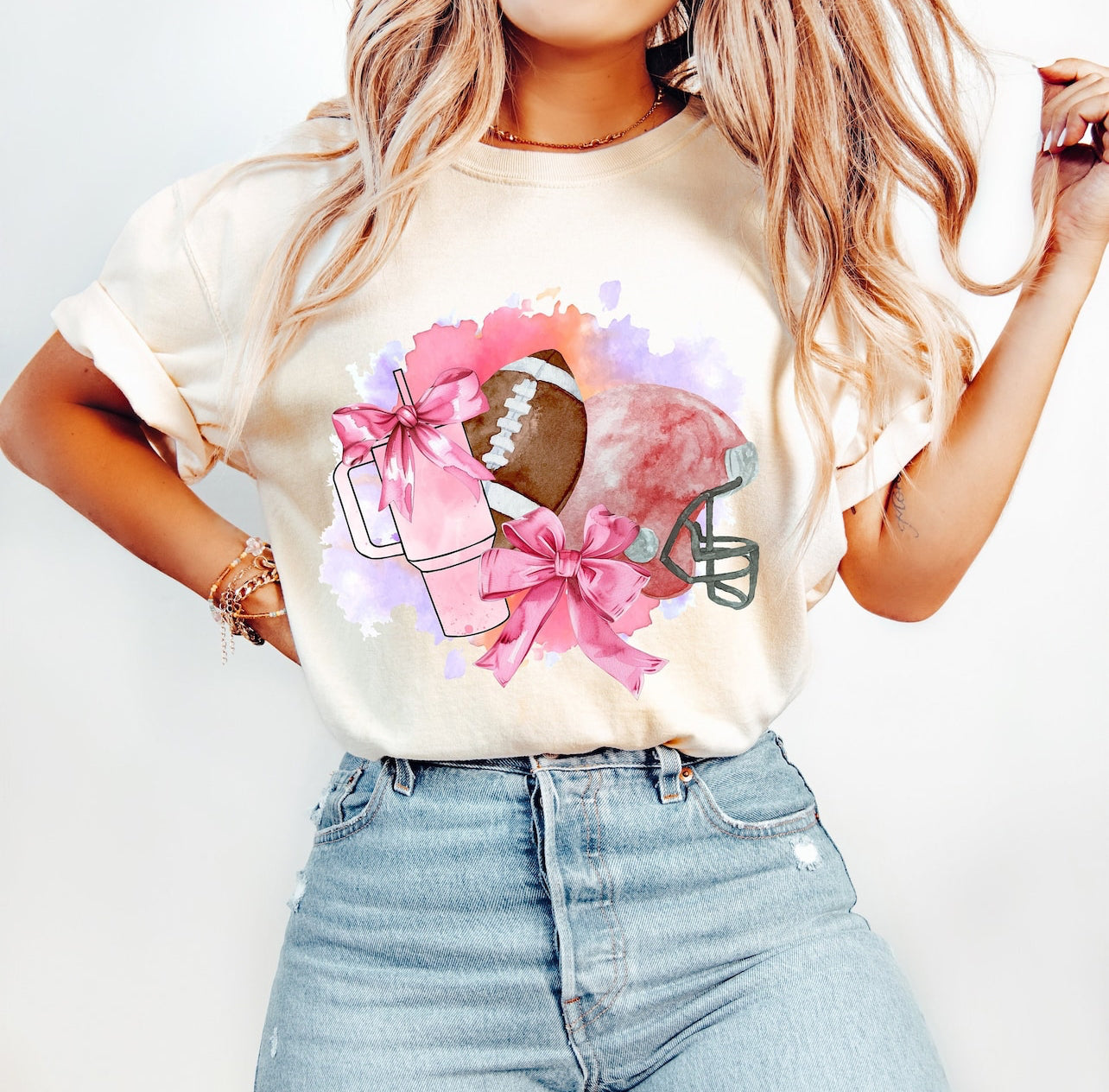 Pink Football Mama Tee