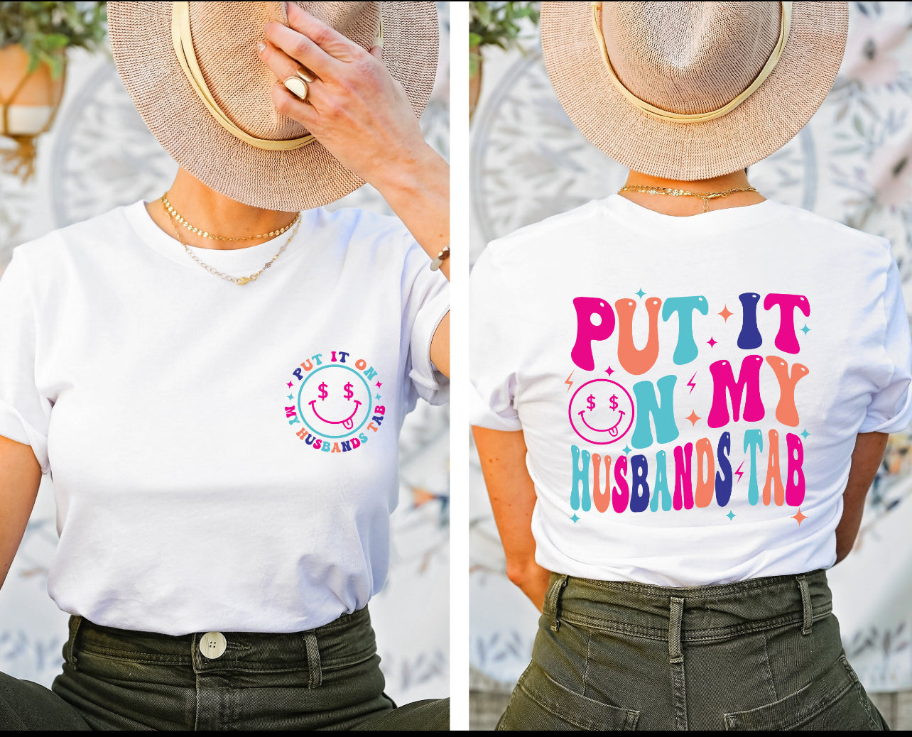 Put it on my husbands tab Tee